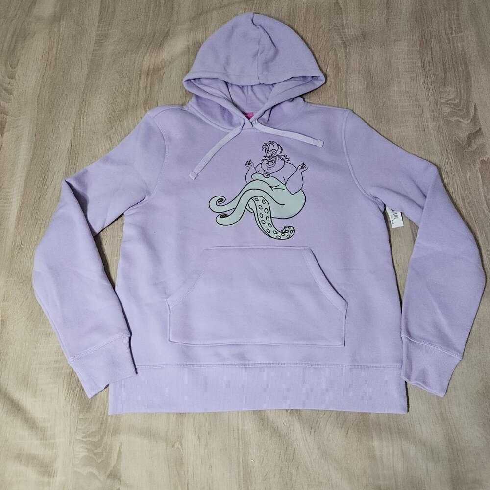 Disney Womens Size S Purple Hoodie Sweatshirt The Little Mermaid Ursula Pullover